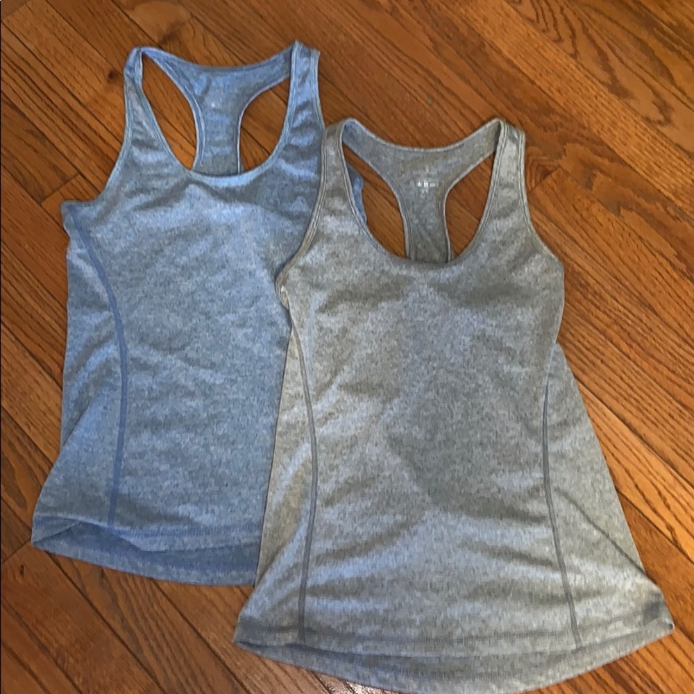 Gray and Blue Dry Fit Tank Tops